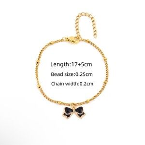 Elegant Gold black bow  Bracelet- stainless steel